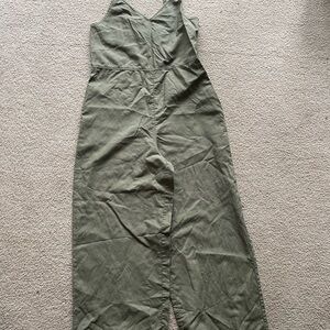 Uniqlo Olive Sleeveless Wide-Leg Jumpsuit